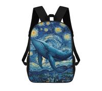 sinyumoney 3D Printed Whale in Starry Night Painting Children School Bookbags Fashion Rucksack Casual Travel Children's Backpacks Large Capacity Daypack for Boys Girls 17inch