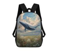 sinyumoney 3D Printed Whale in The Sky-6 School Bag Boys Girls Children's 17inch Backpack School Backpack Casual Fashion Backpack for in School Or Travel