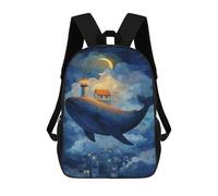 sinyumoney 3D Printed Whale Island Dreamscape School Book Bags Fashion Kids Large Capacity Backpack Children School Bag Travel Rucksacks 17inch