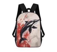 sinyumoney 3D Printed Whale Japanese Painting Children Backpacks Kids Cute School Backpack Outdoor Casual Daypack for Boys Middle School Students 17inch