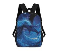 sinyumoney 3D Printed Whale Riding Ocean Wave School Backpack Book 17inch Bags Fashion Backpacks Large Capacity Backpack Children Travel Rucksacks