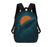 sinyumoney 3D Printed Whale Shark And Sun Digital Art School Bag Boys Girls Children's School Backpack Casual Fashion Backpack for in School Or Travel 17inch