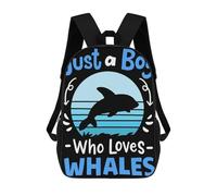 sinyumoney 3D Printed Whales Whale Lover Retro Children Backpacks Kids Cute School Backpack Outdoor Casual Daypack for Boys Middle School Students 17inch