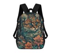 sinyumoney 3D Printed Whimsical Cat Garden Artwork Children's School Backpack for Kids High Capacity Travel Rucksacks Fashion Book Bags Kids School Bag Back Pack 17inch