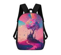 sinyumoney 3D Printed Whimsical Fantasy Landscape School Bags Kids Backpacks Casual Fashion Backpacks Book Bags for Boys Elementary And Middle School Students 17inch
