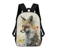 sinyumoney 3D Printed Whimsical Fox Art Children School Backpack Fashion Rucksack Casual Travel 17inch Backpacks Large Capacity Daypack for Boys Girls