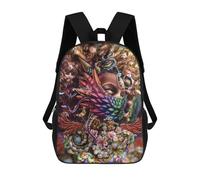 sinyumoney 3D Printed Whimsical Fusion Artistic Headpiece School Book Bags Fashion Kids Large Capacity Backpack Children School Bag Travel Rucksacks 17inch
