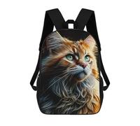 sinyumoney 3D Printed Whiskered Whimsy Feline Fantasy Children Backpacks Kids Cute School Backpack Outdoor Casual Daypack for Boys Middle School Students 17inch