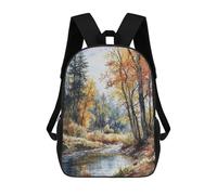 sinyumoney 3D Printed Whispering Autumn Stream Children School Bookbags Fashion Rucksack Casual Travel Children's Backpacks Large Capacity Daypack for Boys Girls 17inch