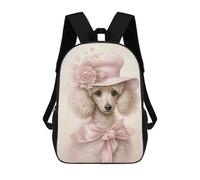 sinyumoney 3D Printed White Poodle in Hat School Bag Boys Girls Children's 17inch Backpack School Backpack Casual Fashion Backpack for in School Or Travel