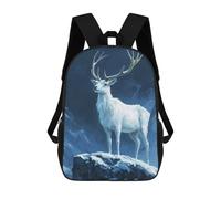 sinyumoney 3D Printed White Stag in Snowy Mountains School Bag Boys Girls Children's School Backpack Casual Fashion Backpack for in School Or Travel 17inch