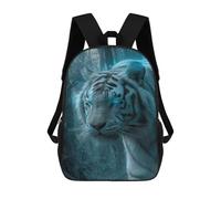 sinyumoney 3D Printed White Tiger in Misty Forest Children's School Backpack for Kids High Capacity Travel Rucksacks Fashion Book Bags Kids School Bag Back Pack 17inch