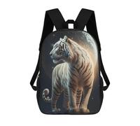 sinyumoney 3D Printed White Tiger Moonlit Majesty School Backpack With Big Pockets for Kids, Children's Backpacks Book Bags Kids School Bag 17inch