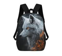 sinyumoney 3D Printed White Wolf in Smoke School Bag Boys Girls Children's School Backpack Casual Fashion Backpack for in School Or Travel 17inch