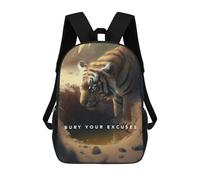 sinyumoney 3D Printed Wild Ambition Bury Your Excuses School Book Bags Fashion Kids Large Capacity Backpack Children School Bag Travel Rucksacks 17inch
