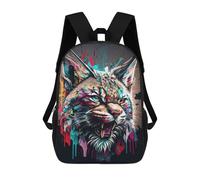 sinyumoney 3D Printed Wild Cat Abstract Art School Backpack With Big Pockets for Kids Children's Backpacks Boy Girl Book Bags Kids School Bag 17inch
