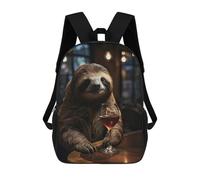 sinyumoney 3D Printed Wine Sloth Portrait School Bag Boys Girls Children's School Backpack Casual Fashion Backpack for in School Or Travel 17inch