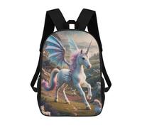 sinyumoney 3D Printed Winged Pegasus Unicorn Fantasy School Bag Boys Girls Children's School Backpack Casual Fashion Backpack for in School Or Travel 17inch