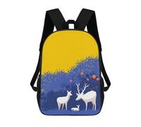 sinyumoney 3D Printed Winter Deer Scene Children Backpacks Kids Cute School Backpack Outdoor Casual Daypack for Boys Middle School Students 17inch