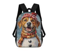 sinyumoney 3D Printed Winter Dog Scarf Hat Set Children School Backpack Fashion Rucksack Casual Travel 17inch Backpacks Large Capacity Daypack for Boys Girls