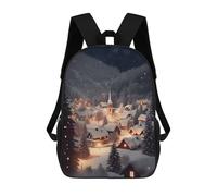 sinyumoney 3D Printed Winter Landscape Village School Backpack Book 17inch Bags Fashion Backpacks Large Capacity Backpack Children Travel Rucksacks