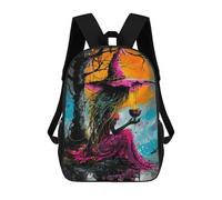 sinyumoney 3D Printed Witch Holding Cauldron School Bags Kids 17inch Backpacks Casual Fashion School Bag Backpacks Book Bags for Boys Elementary And Middle School Students