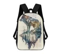 sinyumoney 3D Printed WOLF ABSTRACT Children School Backpack Fashion Rucksack Casual Travel 17inch Backpacks Large Capacity Daypack for Boys Girls