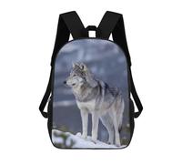sinyumoney 3D Printed Wolf in Snowy Landscape School Backpack for Kids Children's 17inch Backpacks Boy Girl Book Bags Kids School Bag