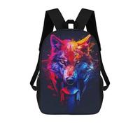 sinyumoney 3D Printed Wolf Motorcycle Art Print Children School Backpack Fashion Rucksack Casual Travel 17inch Backpacks Large Capacity Daypack for Boys Girls