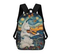 sinyumoney 3D Printed Wolf Playing Violin School Backpack With Big Pockets for Kids, Children's Backpacks Book Bags Kids School Bag 17inch