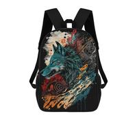 sinyumoney 3D Printed Wolf Spirit Artwork School Backpack With Big Pockets for Kids Children's Backpacks Boy Girl Book Bags Kids School Bag 17inch