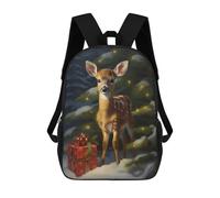 sinyumoney 3D Printed Xmas Deer Children Backpacks Kids Cute School Backpack Outdoor Casual Daypack for Boys Middle School Students 17inch