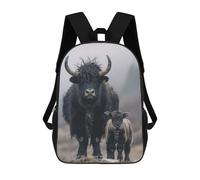sinyumoney 3D Printed Yak Animal Family Children's 17inch School Backpack for Kids High Capacity Travel Rucksacks Fashion Book Bags Kids School Bag