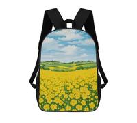 sinyumoney 3D Printed Yellow Flower Field Landscape Illustration School Book Bags Fashion Kids Large Capacity Backpack Children School Bag Travel Rucksacks 17inch