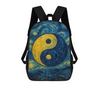 sinyumoney 3D Printed Yin Yang Starry Night Painting School Bag Boys Girls Children's 17inch Backpack School Backpack Casual Fashion Backpack for in School Or Travel