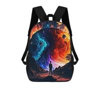 sinyumoney 3D Printed Yin-Yang Universe Cosmic Balance Children's School Backpack for Kids High Capacity Travel Rucksacks Fashion Book Bags Kids School Bag Back Pack 17inch