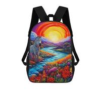 sinyumoney 3D Printed Zebra in A Vibrant Landscape School Backpack With Big Pockets for Kids Children's Backpacks Boy Girl Book Bags Kids School Bag 17inch