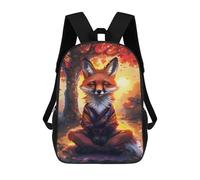 sinyumoney 3D Printed Zen Meditating Fox School Backpack With Big Pockets for Kids Children's Backpacks Boy Girl Book Bags Kids School Bag 17inch