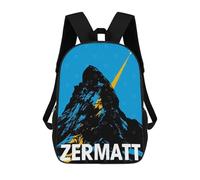 sinyumoney 3D Printed Zermatt Mountain Airplane Travel School Bag Boys Girls Children's 17inch Backpack School Backpack Casual Fashion Backpack for in School Or Travel