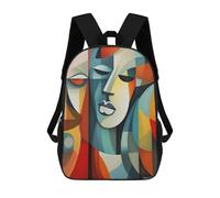 sinyumoney 3D Printing Abstract Cubism Faces Art Children School Backpacks Boys Bookbags Big Capacity Bookbag Travel Backpack Daypacks 17inch