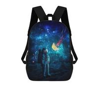 sinyumoney 3D Printing Astronaut in Space with Jellyfish Nebula Children School Backpacks Boys Bookbags Big Capacity Bookbag Travel Backpack Daypacks 17inch