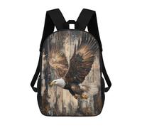 sinyumoney 3D Printing Bald Eagle in Flight on Wood Bold Nature Wall Art Children School Backpacks Boys Bookbags Big Capacity Bookbag Travel Backpack Daypacks 17inch