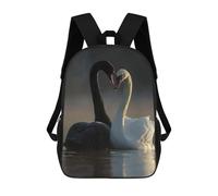 sinyumoney 3D Printing Black And White Swans in Love Children 17 Inch School Backpacks Boys Bookbags Big Capacity Bookbag Travel Backpack Daypacks