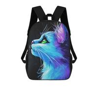sinyumoney 3D Printing Blue Cat Portrait Children School Backpacks Boys Bookbags Big Capacity Bookbag Travel Backpack Daypacks 17inch