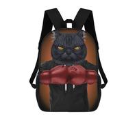 sinyumoney 3D Printing Boxer Black Cat Children School Backpacks Boys Bookbags Big Capacity Bookbag Travel Backpack Daypacks 17inch