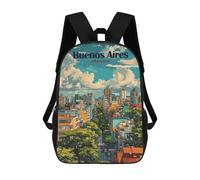 sinyumoney 3D Printing Buenos Aires Argentina Cityscape Illustration Children School Backpacks Boys Bookbags Big Capacity Bookbag Travel Backpack Daypacks 17inch
