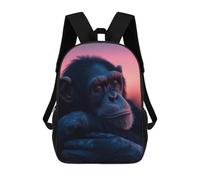 sinyumoney 3D Printing Chimpanze Aesthetic Sunset Children School Backpacks Boys Bookbags Big Capacity Bookbag Travel Backpack Daypacks 17inch