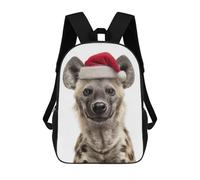 sinyumoney 3D Printing Christmas Hyena with Santa Hat Children School Backpacks Boys Bookbags Big Capacity Bookbag Travel Backpack Daypacks 17inch