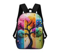 sinyumoney 3D Printing Colorful Abstract Tree Art Children 17 Inch School Backpacks Boys Bookbags Big Capacity Bookbag Travel Backpack Daypacks
