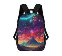sinyumoney 3D Printing Colorful Cosmic Landscape Children School Backpacks Boys Bookbags Big Capacity Bookbag Travel Backpack Daypacks 17inch